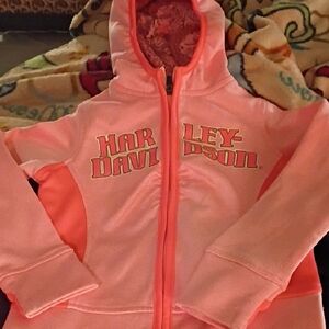 Harley-Davidson Kids Hoodie in Pink and Coral